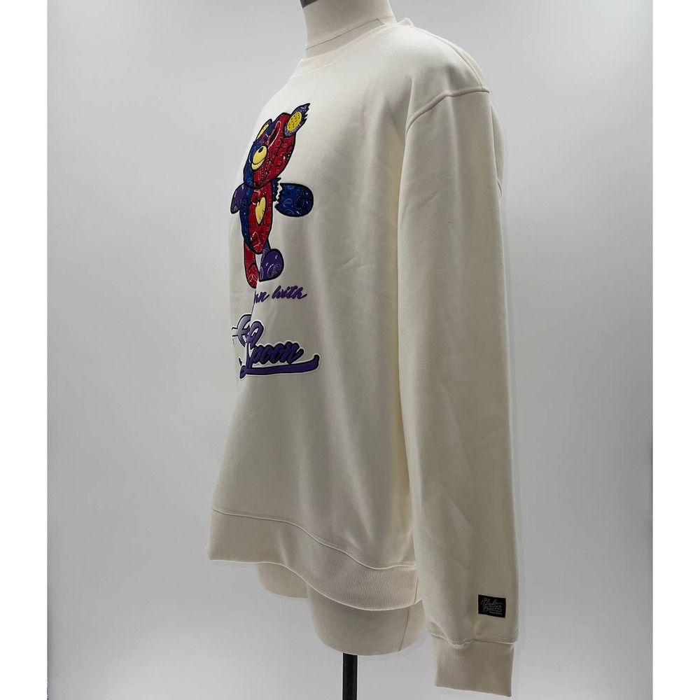 Bleeker & Mercer Cream Embroidered Teddy Bear PullOver Crew Neck Sweater NWT- XL - Picture 4 of 12